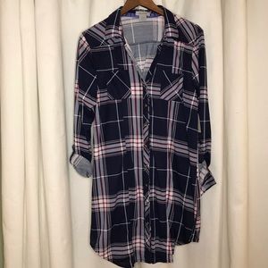 Plaid Shirt Dress XL